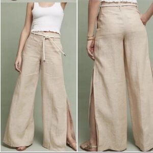 Anthropologie Elevenses Linen Wide Leg Pants